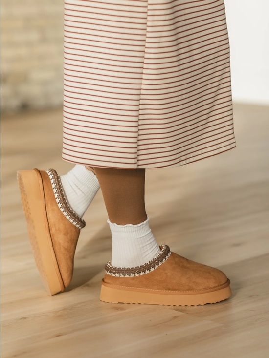 Steve Madden Shoes - Steve Madden Selena Brown Chestnut Suede Faux Fur Lined Slip-On Mule Slippers